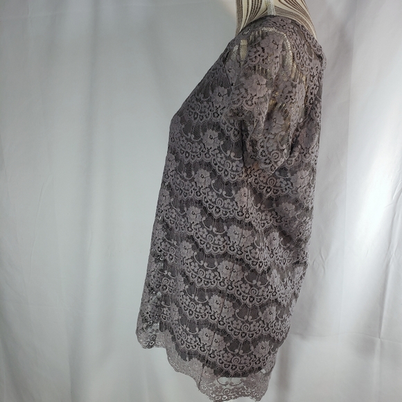 Soft Joie Grey Lined Sorisa Lace Overlay Top Size Medium - Picture 3 of 8